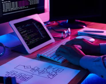person writing code